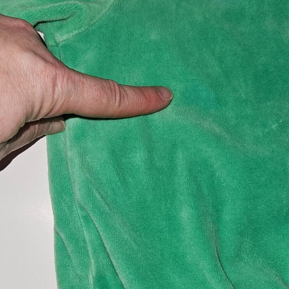 Ralph Lauren Green Velour Hoodie Full Zip Sweatshirt Baby Infant 9 Months READ
